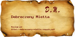 Debreczeny Mietta névjegykártya