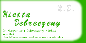 mietta debreczeny business card